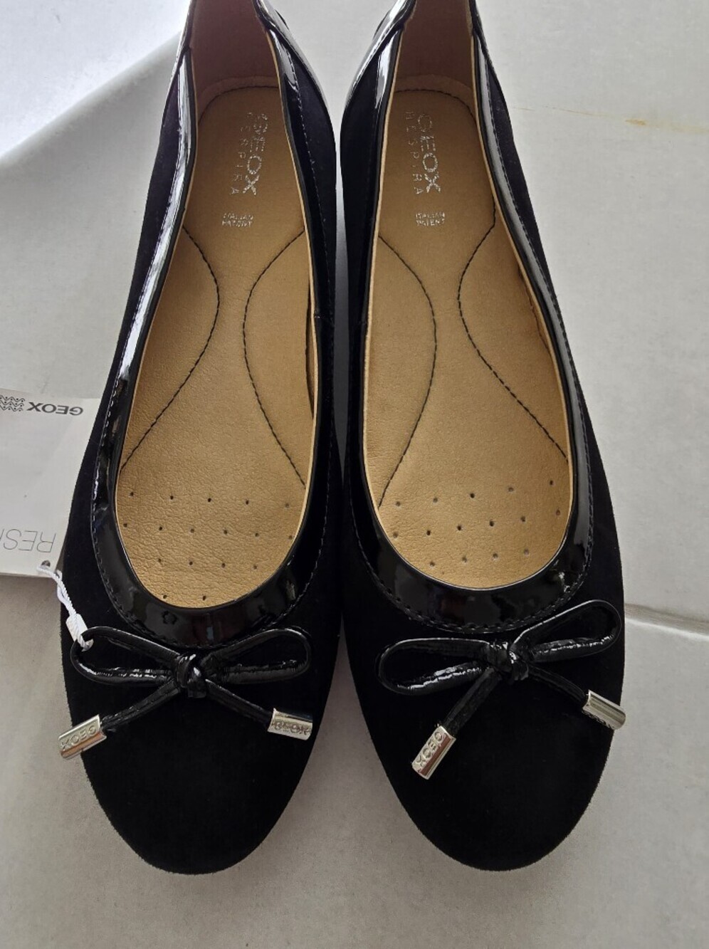 Geox Respira Charlene Ballerina Leather Flats In Black Size 9